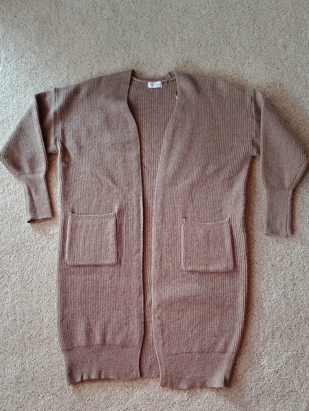 Bluivy Long Open-Front Cardigan Sweater - Light Brown